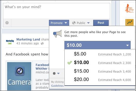 Promoted Posts auf Facebook Dropdown-Menü zu Promoted Posts auf Facebook