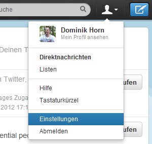 Menü Twitter App-Berechtigungen