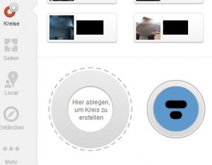 Neuen Kreis erstellen im Google+-Menü