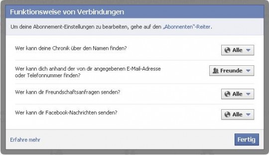 Privatsphäre-Einstellungen Funktionsweise von Verbindungen