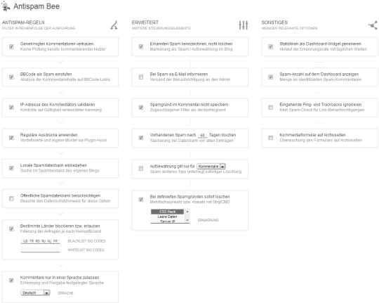 Antispam Bee Einstellungen