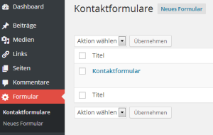 Contact Form 7 im WordPress-Backend