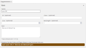 Quiz-Tag generieren mit Contact Form 7