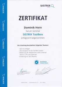 SISTRIX Toolbox Zertifikat