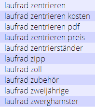 Laufrad Keyword Recherche