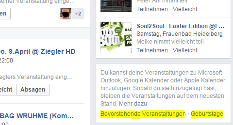 Facebook Veranstaltungen Webcal