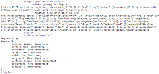 WordPress Emoji JavaScript- und CSS-Aufrufe
