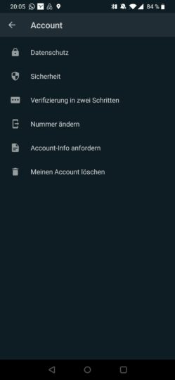 WhatsApp-Einstellungen Account