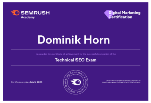 SEMrush Technical SEO Exam - Dominik Graser