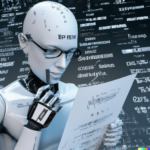 Roboter analysiert Daten