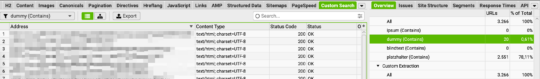 Screaming Frog Custom Search Tab