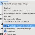 LinkedIn Search Everywhere Kontextmenü