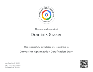 Dominik Graser Google Conversion Optimization Certification Exam